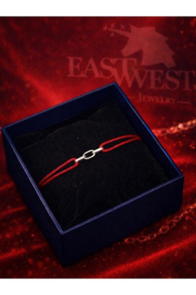 EAST&WEST 925 Ayar Gümüş Zincir Aşk Şans Kırmızı İp Bileklik
