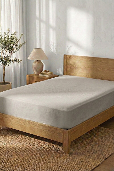 MOYA HOME ملاءة سرير مزدوجة من القطن باللون الرمادي الفاتح