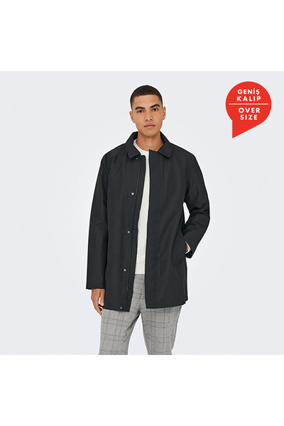 Only & Sons Only&Sons Hall Coat Men's Black Classic Collar Coat