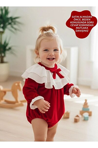 aysskids BRIELLA Uzun Kollu Özel Gün Bayramlık Fiyonk Detaylı Kız Bebek Romper