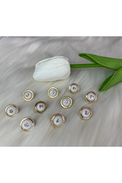 BRAVE TEKSTİL ÜRÜNLERİ Metalize Taşlı Düğme (20 boy)13mm-10 Adet