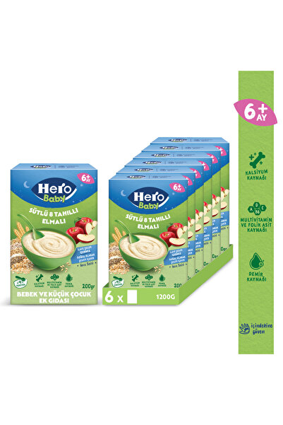Hero Baby Sütlü 8 Tahıllı Elmalı 200g x6