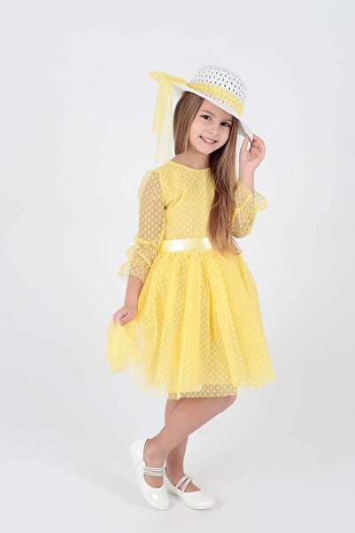 AHENGİM Trendy Hut und Tüll Spitze Mädchen Abendkleid - Ak2228