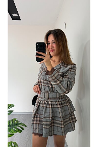 Mira dress Ekose elbise