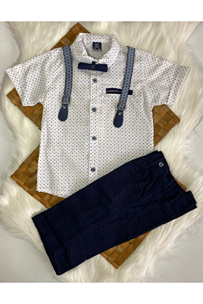 BİGÜMEX Dečački set od 4 delova kratkih rukava sa leptir mašnom i tregerima