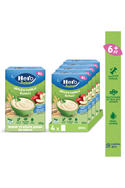 Hero Baby Sütlü 8 Tahıllı Elmalı 200g x4