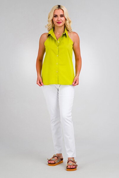 Bold & Young Cămașă din popelin pentru femei din Lycra cu umăr deschis - fără...