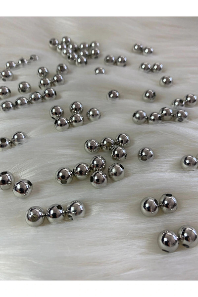 BİGÜMEX Mărgele de perle perforate din plastic de lux argintiu 8 mm (50GR)