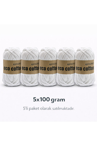 Oxford İplik 5'li Paket Eco Cotton - 100 gram 200 metre %100 Rejenere Pamuk Ö...