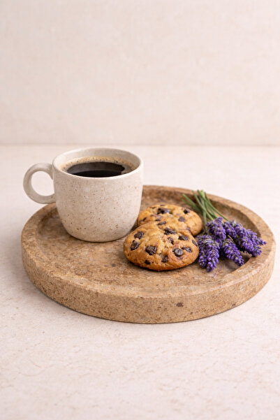 MUGU TERRA Traverten Doğal Taş Dekoratif Supla 20 cm | Sunum & Tepsi