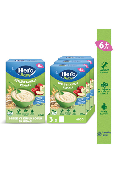 Hero Baby Sütlü 8 Tahıllı Elmalı 200g x3