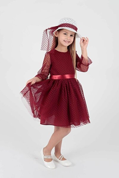 AHENGİM Trendy Hut und Tüll Spitze Mädchen Abendkleid - Ak2228