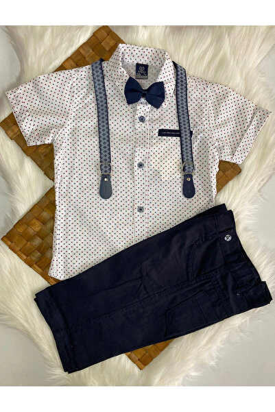 BİGÜMEX Dečački set od 4 delova kratkih rukava sa leptir mašnom i tregerima