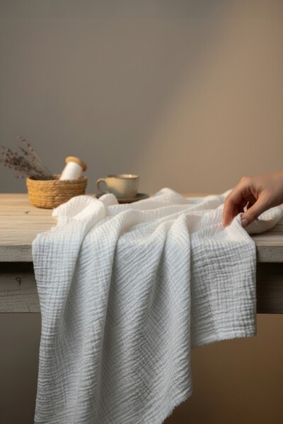 Akbaşlar Pamuk Elastan Yumuşak Dokulu Müslin Kumaş | 1 Metre | En: 136cm