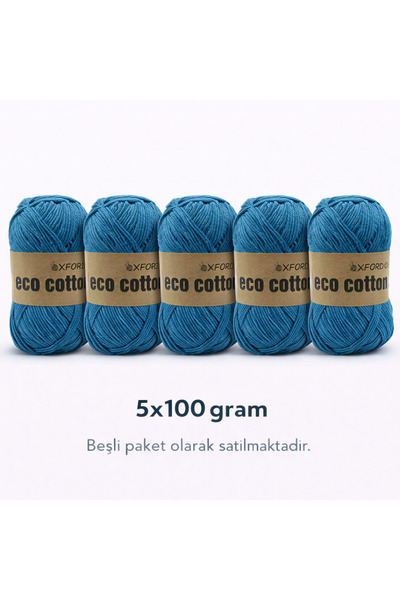 Oxford İplik 5'li Paket Eco Cotton - 100 gram 200 metre %100 Rejenere Pamuk Ö...