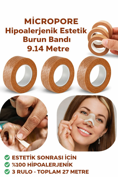 Octacare Hipoalerjenik Micropore Burun Estetik Bandı Ten Rengi 1,25cm x 9,14m...