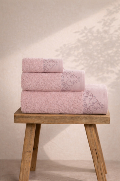 Ellia Soft طقم مناشف كريستينا مكون من 3 قطع، 100% قطن، طقم حمام تركي فاخر، طق...