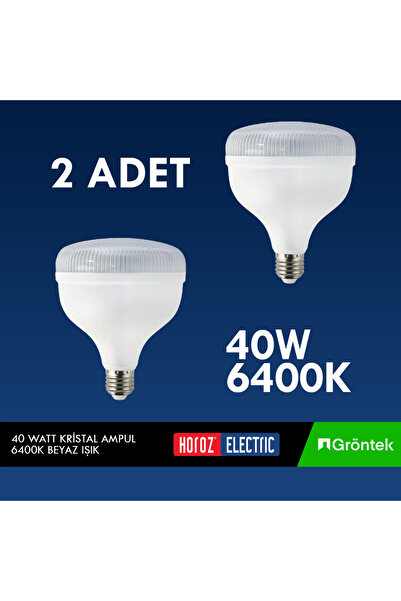 Horoz Elektrik 2 ADET BEYAZ IŞIK 6400K CRYSTAL-40 KRİSTAL LED TORCH AMPUL