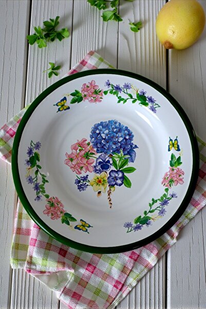 İnci Emaye 24 No Emaye Yemek Tabak, Servis, Yemek Kamp, Piknik, Çeyiz 24 Cm