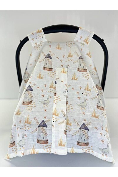 Puro Cotone %100 Pamuk Müslin Puset Örtüsü Değirmen Desenli