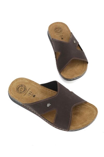 CARLAVERDEE Men's Anatomical Suede Leather Slippers Size 40-45 Brown – Comfor...