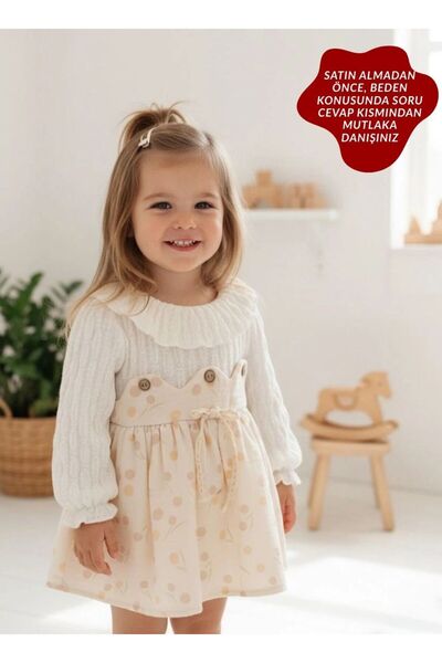 aysskids CLARA Uzun Kollu Etekli Özel Gün Bayramlık Kız Bebek Elbise