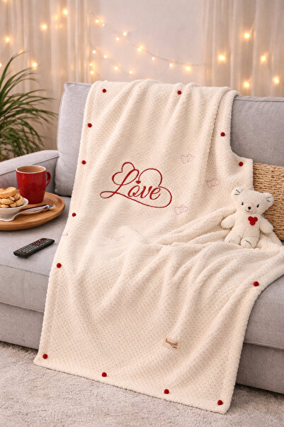 Tomuycuk Ковдра до Дня закоханих, пуф із серцем-помпоном та шаль як подарунок