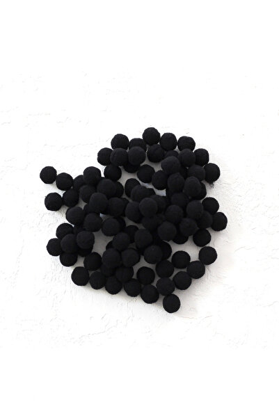 BİGÜMEX Pompon de pluș negru - 1,5 cm, 200 bucăți
