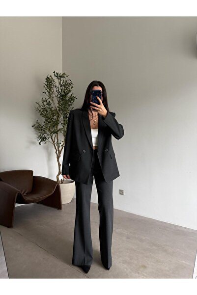 Bade Butik Antracit Zvonaste nogavice pantalone