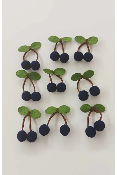BİGÜMEX Navy Blue Pompom Cherry Socks Hair Band Package Decoration Ornament -...