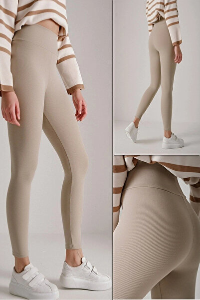 Genel Markalar Fitilli Toparlayıcı Yüksek Bel Örme Tayt