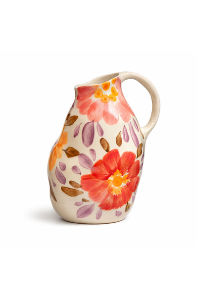 Warm Design El Boyaması Çiçekli Sürahi