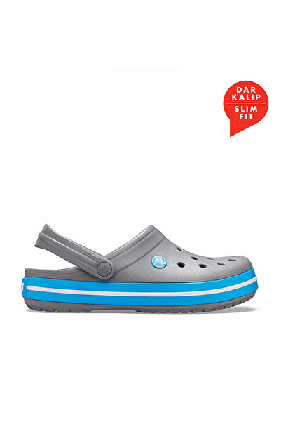 Crocs Tmavě šedé unisex crocband Edge modré a bílé pruhované pantofle