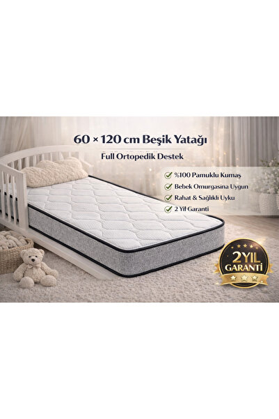 Miniro Kids 60x120 Bebek yatağı- Beşik Yatağı Full Ortopedik %100 Pamuklu Kumaş
