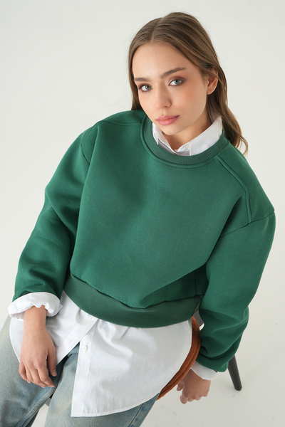 Rays 9210m Crew Neck Crop Sweat Green