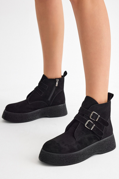 Tonny Black Női fekete velúr, kényelmes szabású női csizma