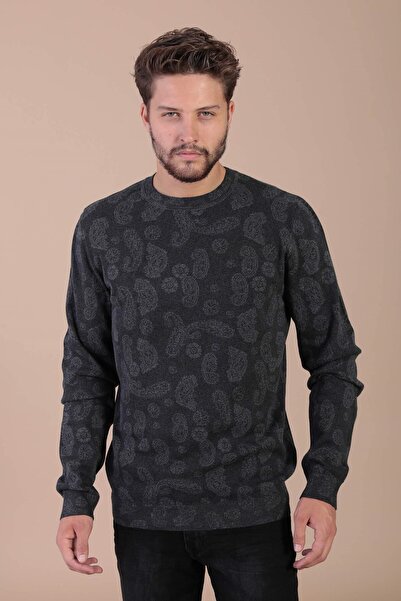 Ferraro Пуловер от памук и коприна без яка - антрацит