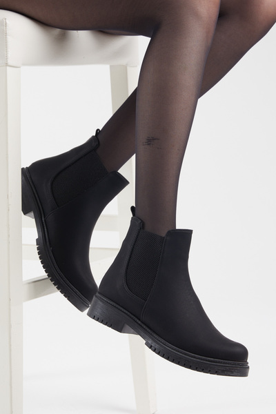 Tonny Black Női fekete bőr kényelmes, rugalmas csizma