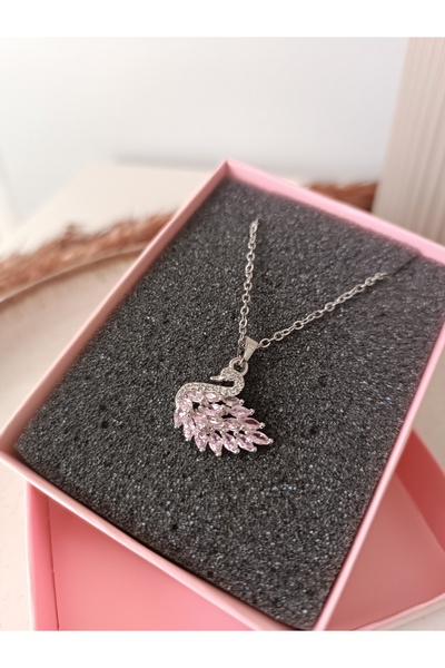 NAS fashion Kadın Çelik Taşlı Kuğu Kolye