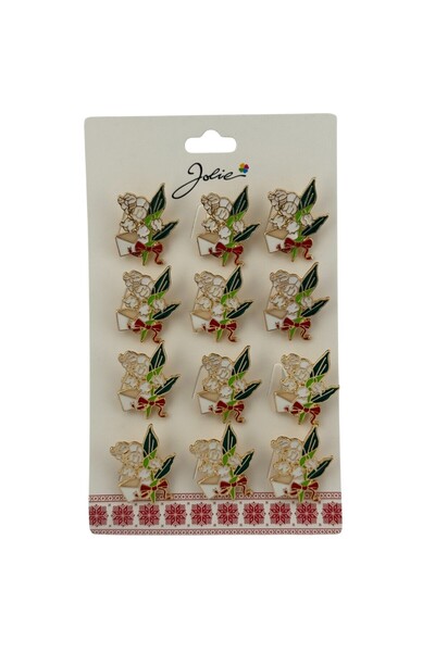 Flippy Set of 12 Martisor Brooches Teardrop Flowers and Letter