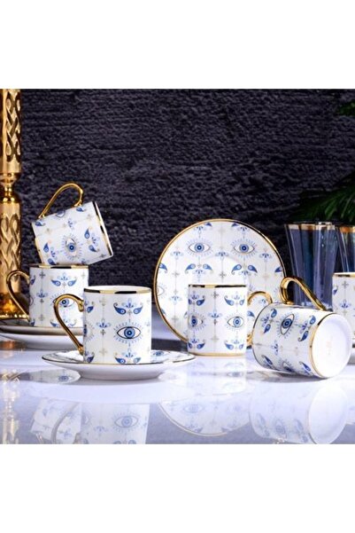 Kosova طقم فناجين قهوة بورسلين إيفي آي 6 قطع من Ist-134، 90 سم مكعب