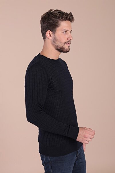 Ferraro Crew Neck Superfine Wool Sweater - Navy Blue