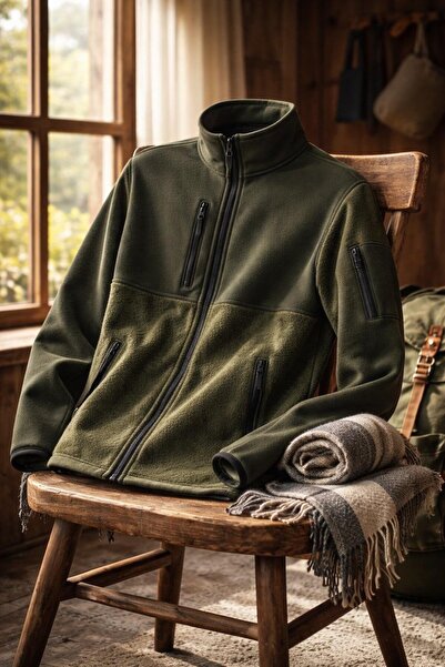 Vatan Tekstil Erkek Slim Fit Tam Fermuarlı 4 Cepli Dik Yaka Softshell Garnili Polar