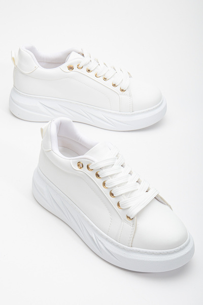 Tonny Black Γυναικεία Αθλητικά Παπούτσια Άνετα με Χοντή Σόλα Λευκή με κορδόνια