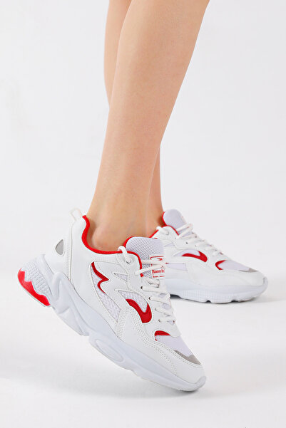 Tonny Black Unisex bílo-červené pohodlné šněrovací sportovní boty s vysokou p...