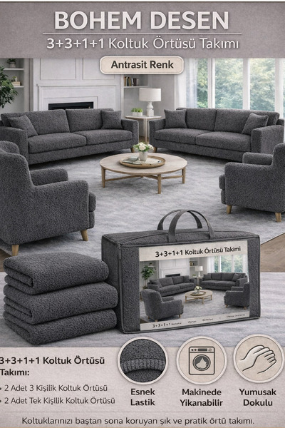 beyvetçe jakarlı bohem kumaş 3.3.1.1 Koltuk Örtüsü Koltuk Kılıfı Takımı Ev Te...