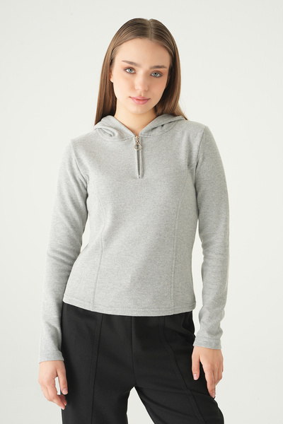 Rays 3078A Hanorac cu glugă și fermoar, gri