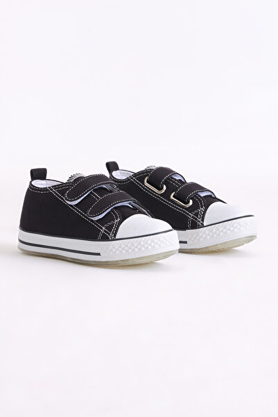 Tonny Black Çocuk Unisex Siyah Işıklı Cırtlı Spor Ayakkabı Tb997
