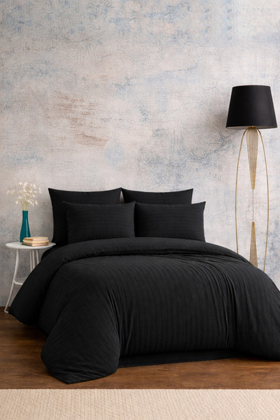 moon secret tekstil Set de lenjerie de pat din satin de bumbac de culoare nea...