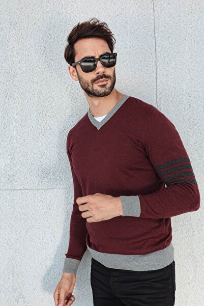 Ferraro Пуловер с яка от памук и коприна - бордо